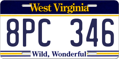WV license plate 8PC346