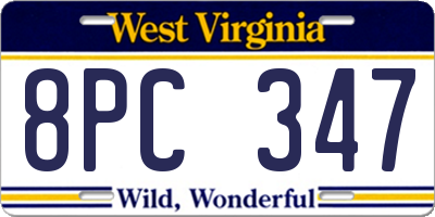 WV license plate 8PC347