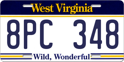 WV license plate 8PC348