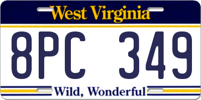 WV license plate 8PC349