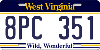 WV license plate 8PC351