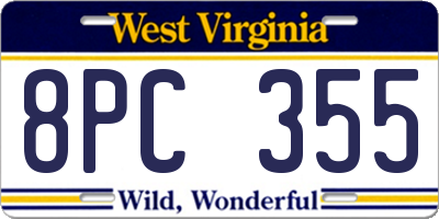 WV license plate 8PC355