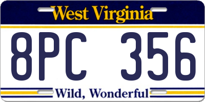 WV license plate 8PC356
