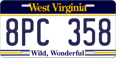 WV license plate 8PC358