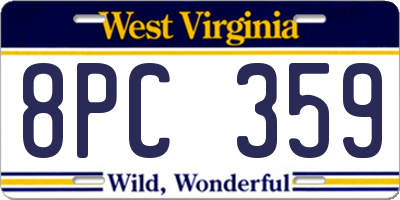 WV license plate 8PC359