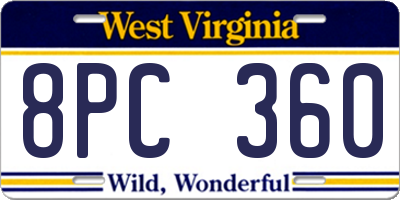 WV license plate 8PC360