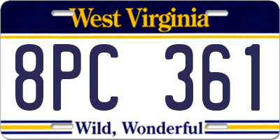 WV license plate 8PC361