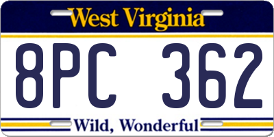WV license plate 8PC362