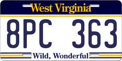 WV license plate 8PC363