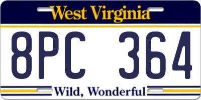 WV license plate 8PC364