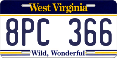 WV license plate 8PC366