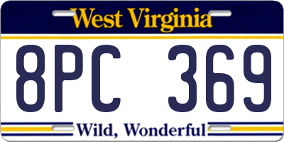 WV license plate 8PC369