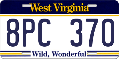 WV license plate 8PC370