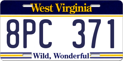 WV license plate 8PC371