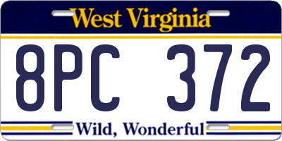WV license plate 8PC372