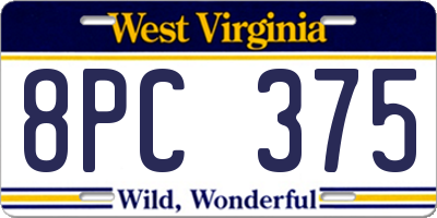 WV license plate 8PC375