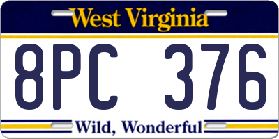 WV license plate 8PC376