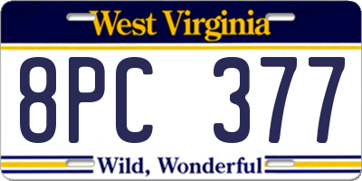 WV license plate 8PC377