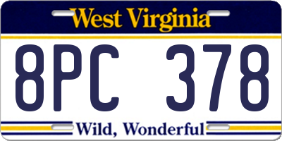 WV license plate 8PC378