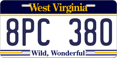 WV license plate 8PC380