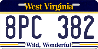 WV license plate 8PC382