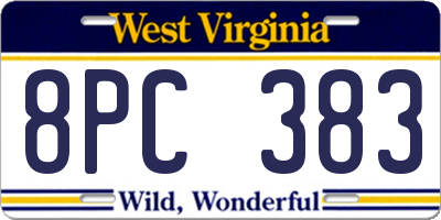 WV license plate 8PC383