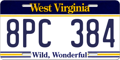 WV license plate 8PC384