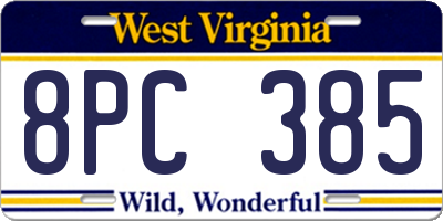 WV license plate 8PC385