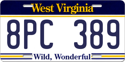 WV license plate 8PC389