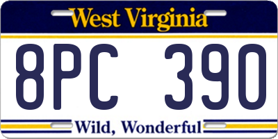 WV license plate 8PC390