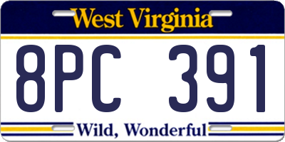 WV license plate 8PC391