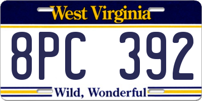 WV license plate 8PC392