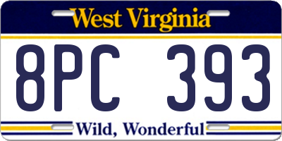 WV license plate 8PC393