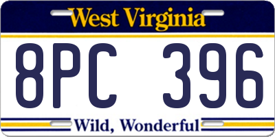 WV license plate 8PC396