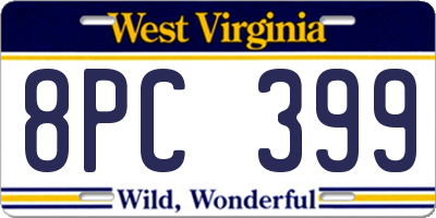 WV license plate 8PC399