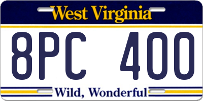 WV license plate 8PC400