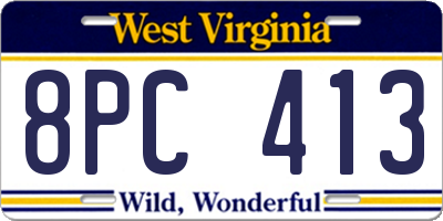 WV license plate 8PC413