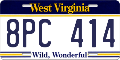 WV license plate 8PC414
