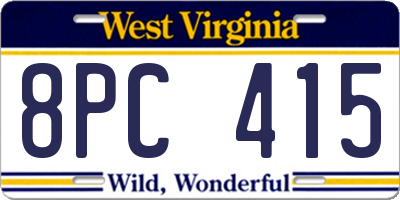 WV license plate 8PC415