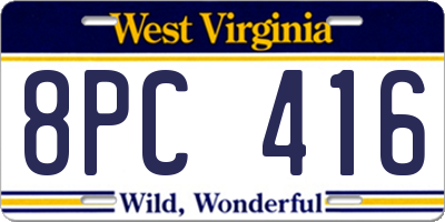 WV license plate 8PC416