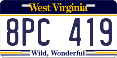 WV license plate 8PC419