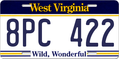 WV license plate 8PC422