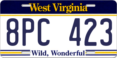 WV license plate 8PC423