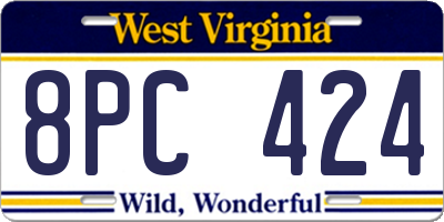 WV license plate 8PC424