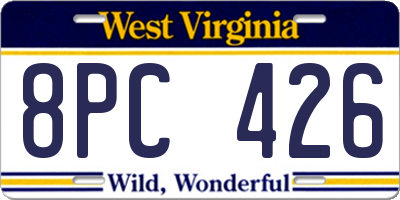 WV license plate 8PC426