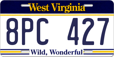 WV license plate 8PC427