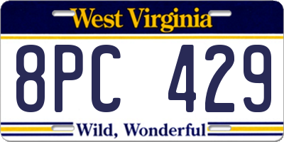 WV license plate 8PC429