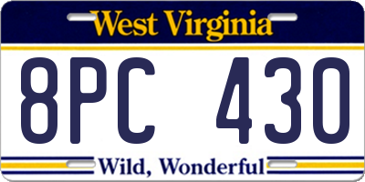 WV license plate 8PC430