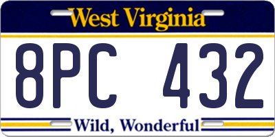 WV license plate 8PC432