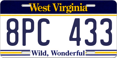 WV license plate 8PC433